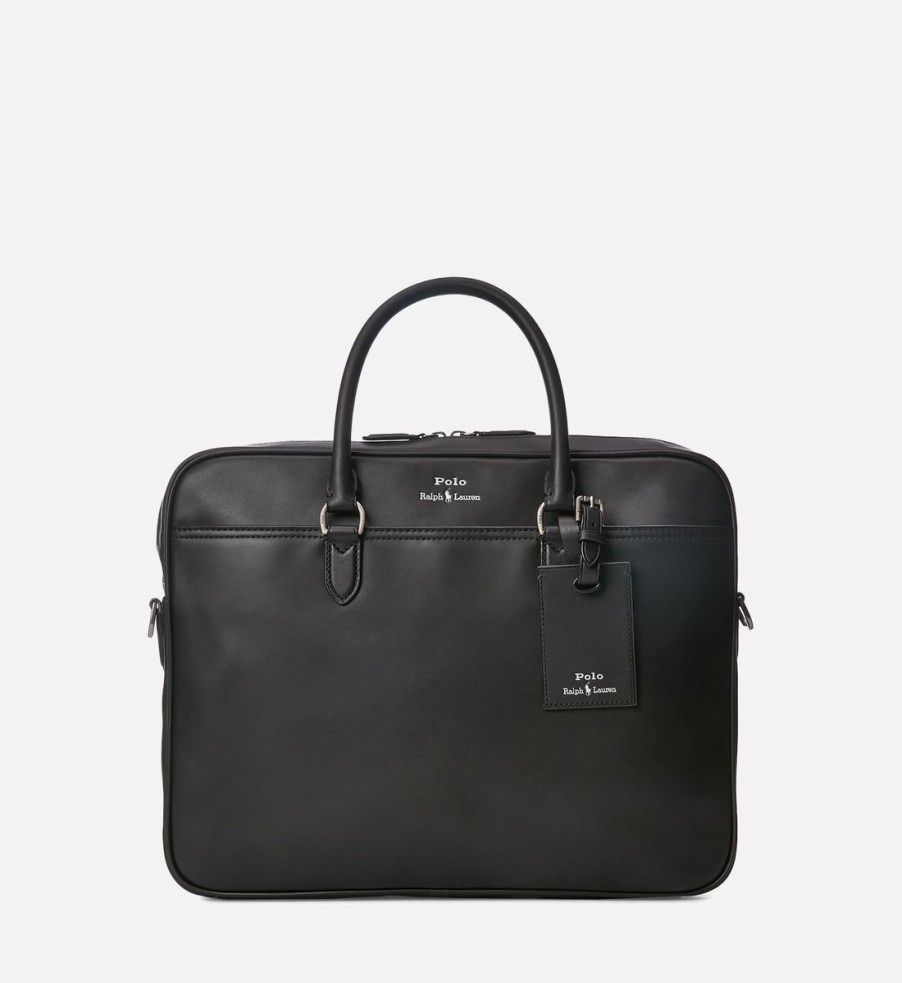 Men Polo Ralph Lauren Bags | Polo Ralph Lauren Men'S Smooth Leather Business Case - Black