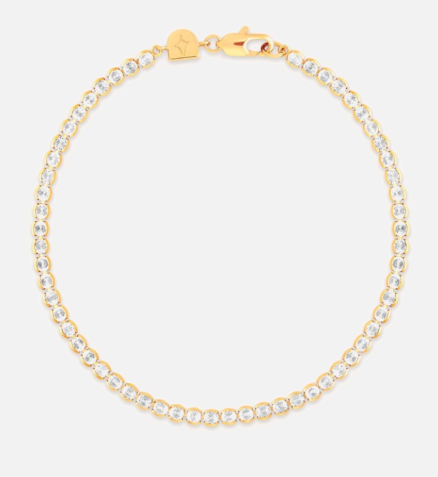 Women Astrid & Miyu Jewellery | Astrid & Miyu Bezel Tennis Chain 18-Karat Gold-Plated Bracelet