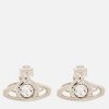 Women Vivienne Westwood Jewellery | Vivienne Westwood Women'S Nano Solitaire Earrings - Platinum/Crystal