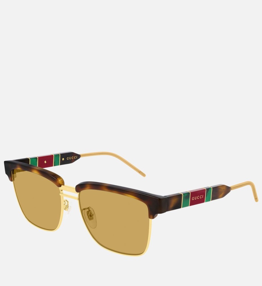 Men Gucci Sunglasses | Gucci Men'S Square Metal And Acetate Sunglasses - Havana/Havana/Brown