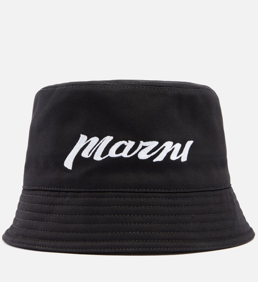 Men Marni Hats | Marni Logo Cotton-Twill Bucket Hat