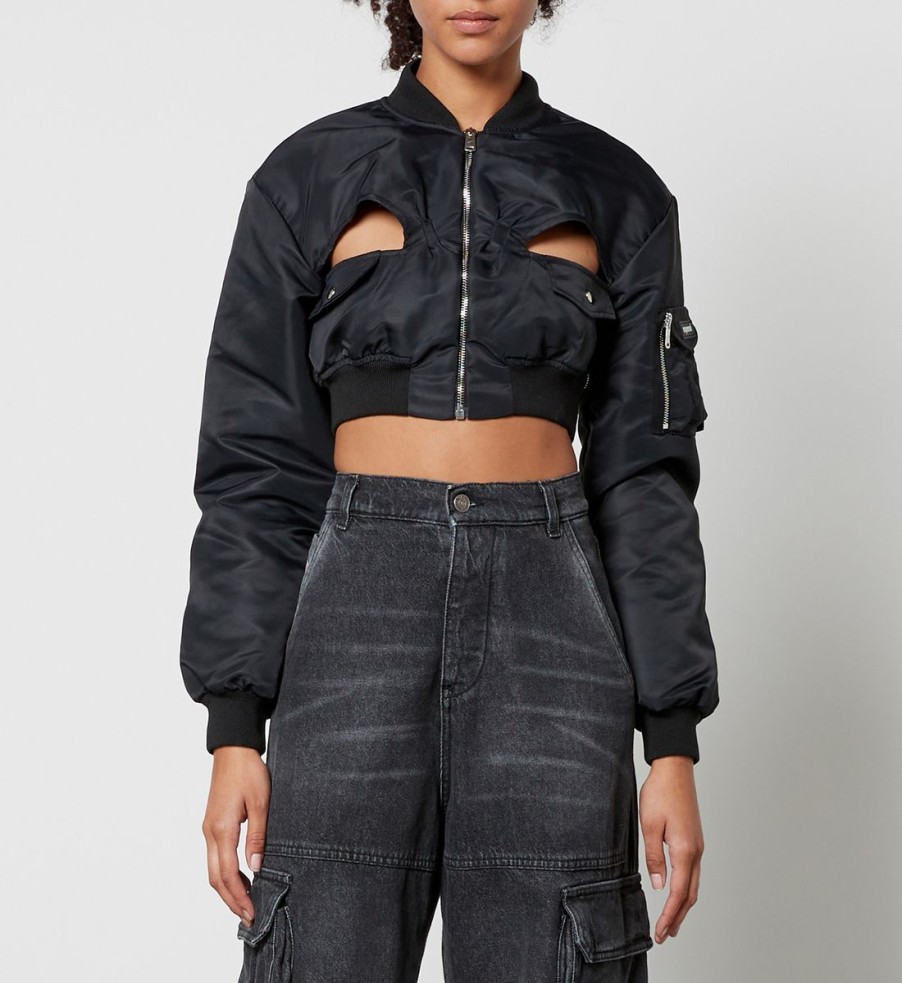 Women Coperni Jackets | Coperni Cropped Cutout Shell Bomber Jacket