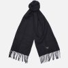 Men Barbour Heritage Scarves | Barbour Heritage Men'S Plain Lambswool Scarf - Black