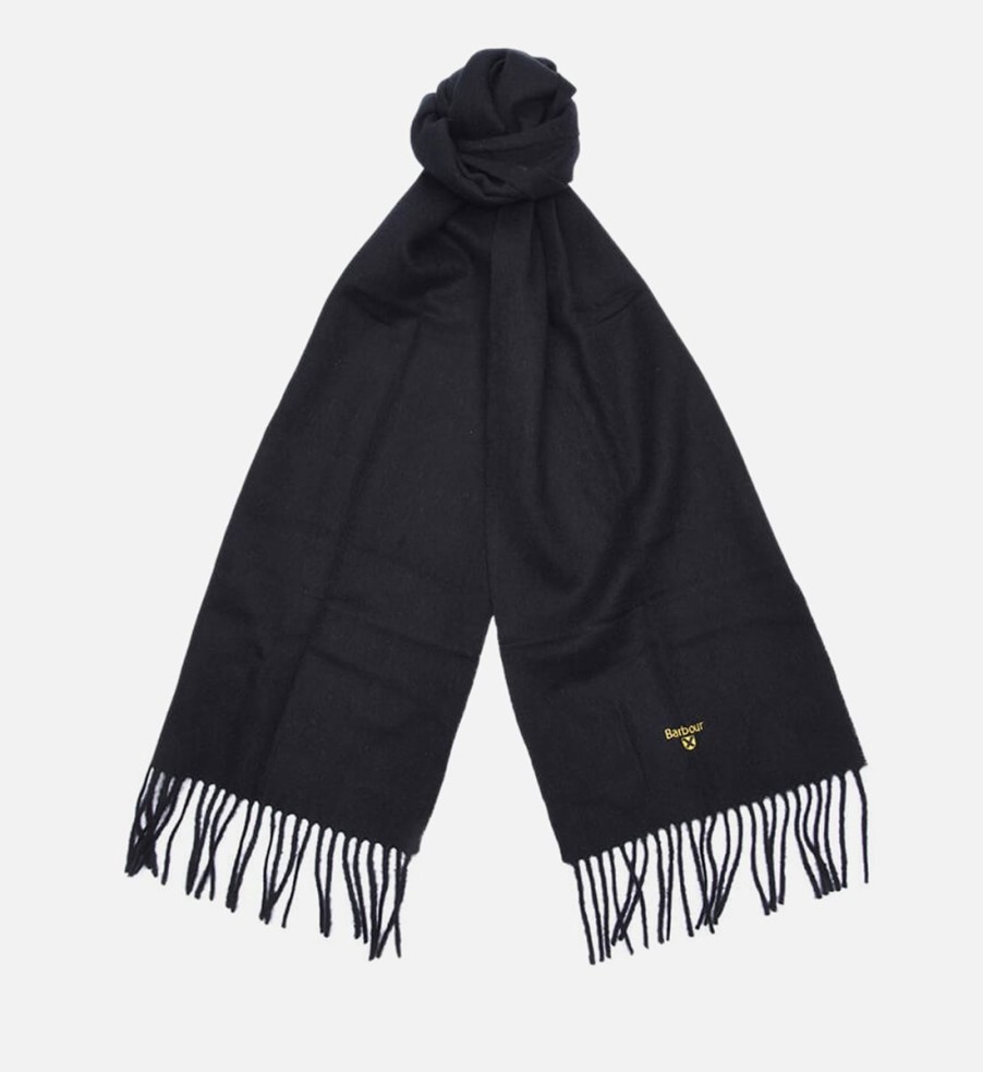 Men Barbour Heritage Scarves | Barbour Heritage Men'S Plain Lambswool Scarf - Black