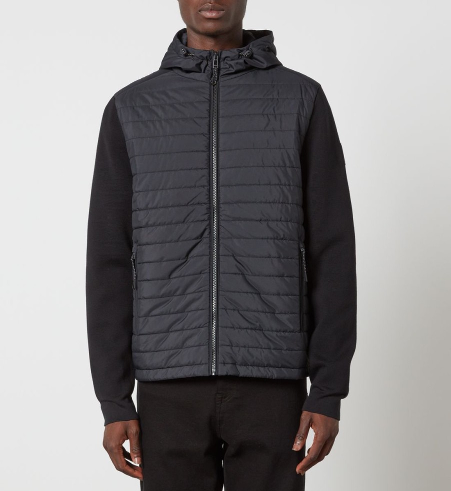 Men Belstaff Cardigans | Belstaff Vert Shell And Ribbed-Knit Jacket