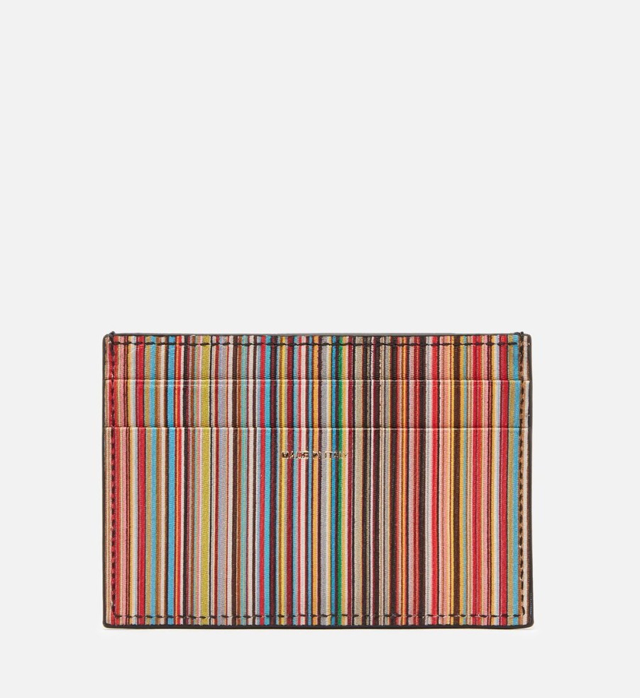 Men PS PAUL SMITH Wallets | Ps Paul Smith Men'S Multi Stripe Credit Card Case - Black