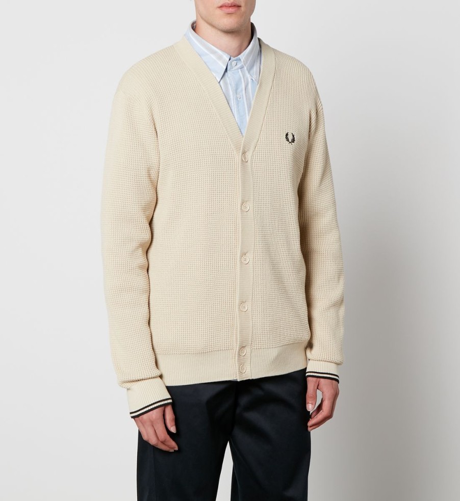 Men Fred Perry Cardigans | Fred Perry Waffle-Knit Cotton Cardigan