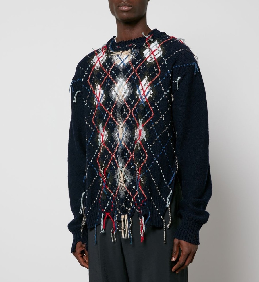 Men Maison Margiela Knitwear | Maison Margiela Harlequin Wool-Blend Jumper