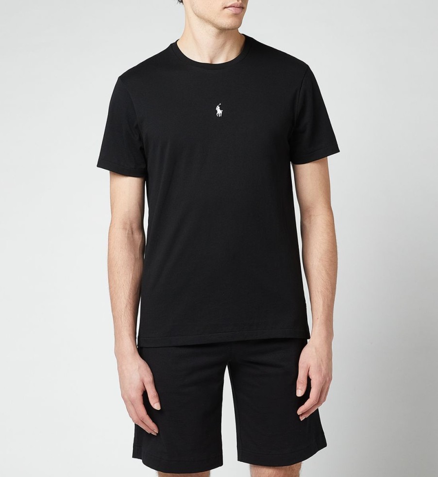 Men Polo Ralph Lauren T-Shirts | Polo Ralph Lauren Men'S Jersey Centre Polo Player Crewneck T-Shirt - Polo Black