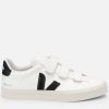 Women Veja Trainers | Veja Women'S Recife Chrome Free Leather Velcro Trainers - Extra White/Black