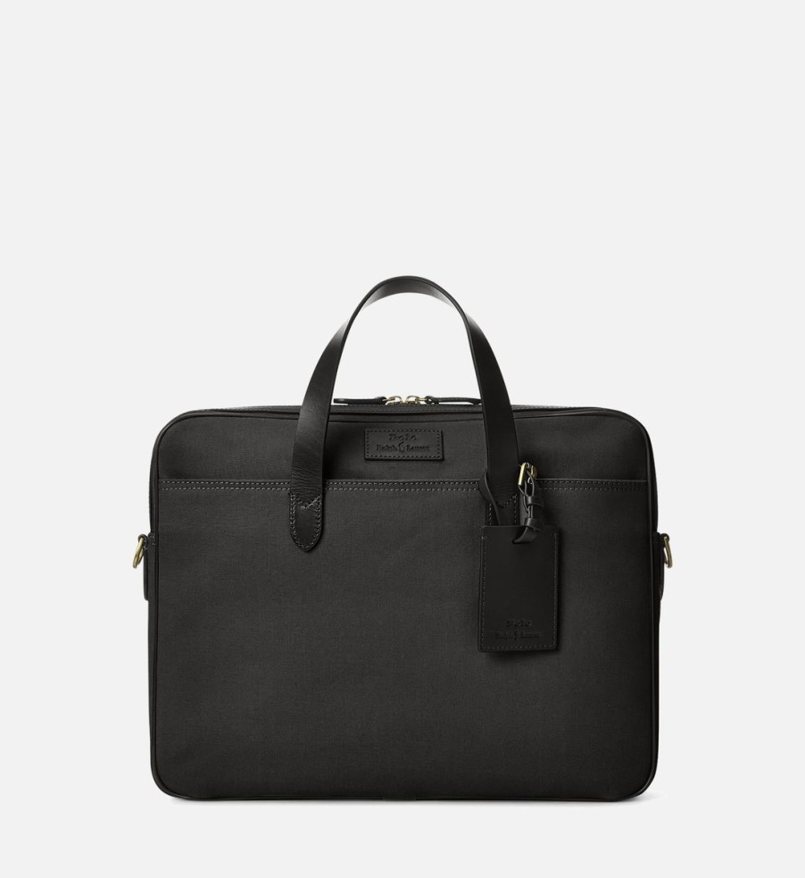 Men Polo Ralph Lauren Bags | Polo Ralph Lauren Men'S Commuter Canvas Business Case - Black/Black