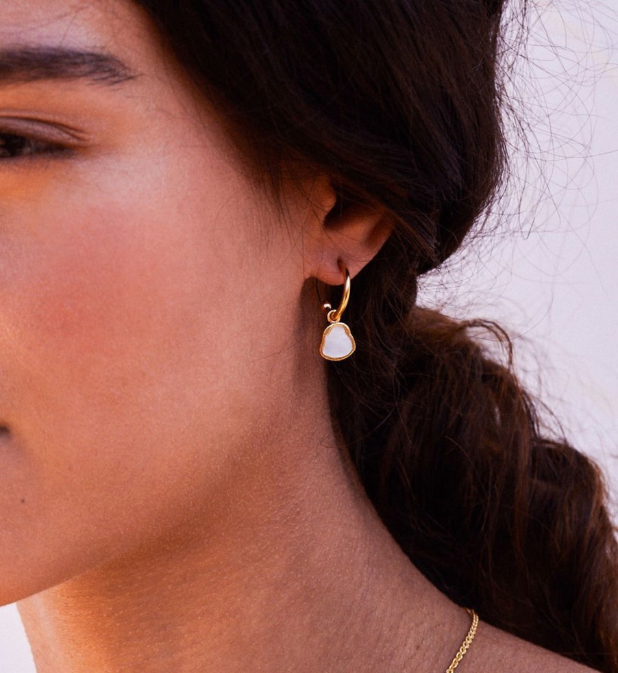 Women Daisy London Jewellery | Daisy London Isla Mother Of Pearl Drop 18-Karat Gold-Plated Earrings