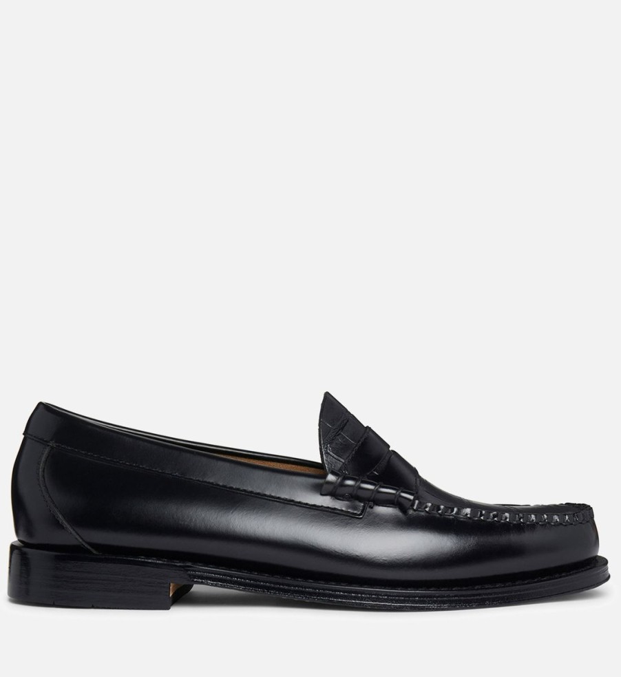 Men G.H Bass Loafers | G.H Bass Men'S Larson Moc Croc-Embossed Leather Penny Loafers