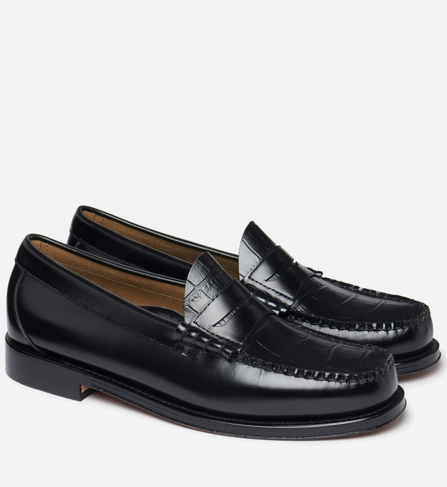 Men G.H Bass Loafers | G.H Bass Men'S Larson Moc Croc-Embossed Leather Penny Loafers