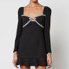 Women Self-Portrait Dresses | Self-Portrait Diamante-Embellished Crepe Mini Dress