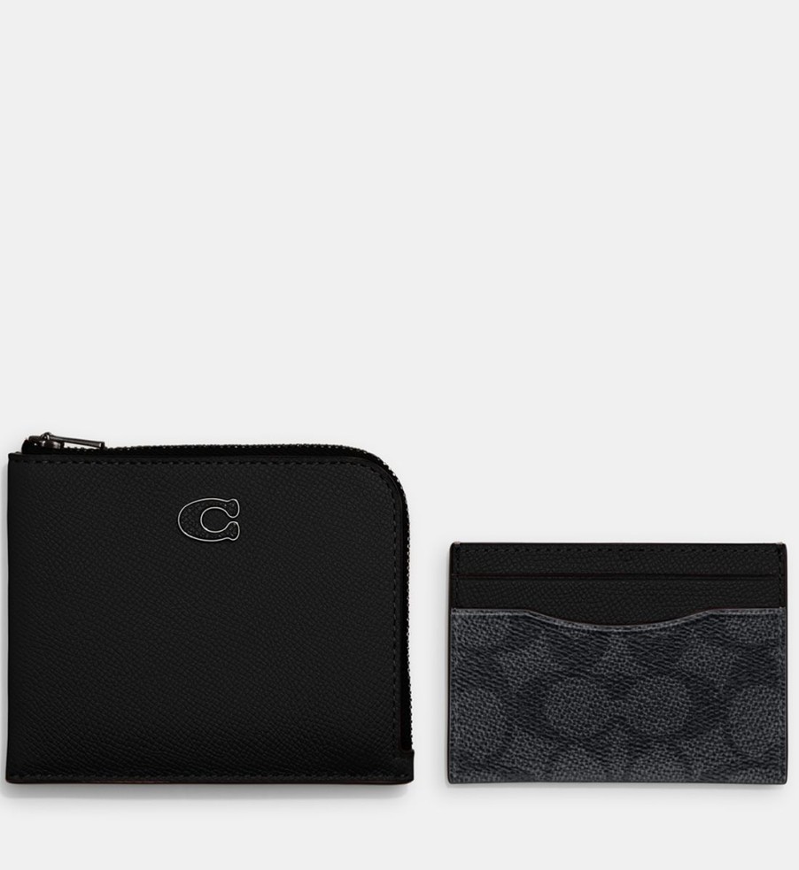 Men Coach Wallets | Coach Leather Wallet And Cardholder Set