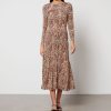 Women RIXO Dresses | Rixo Cerise Leopard-Print Jersey Midi Dress