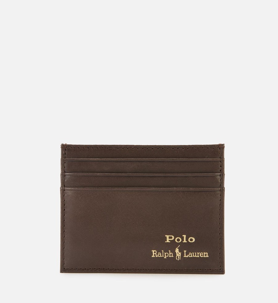 Men Polo Ralph Lauren Wallets | Polo Ralph Lauren Men'S Smooth Leather Card Case - Brown