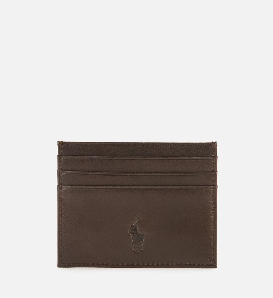 Men Polo Ralph Lauren Wallets | Polo Ralph Lauren Men'S Smooth Leather Card Case - Brown