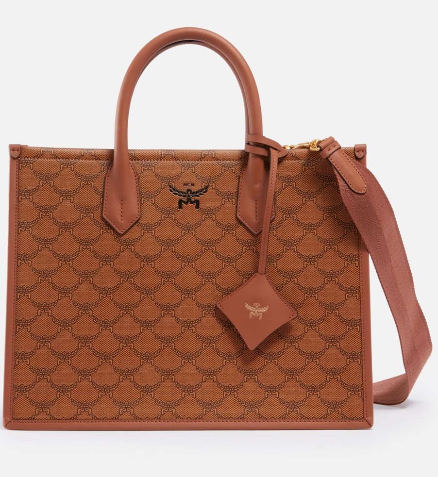 Women MCM Bags | Mcm Lauretos Coated-Canvas And Leather Tote Bag