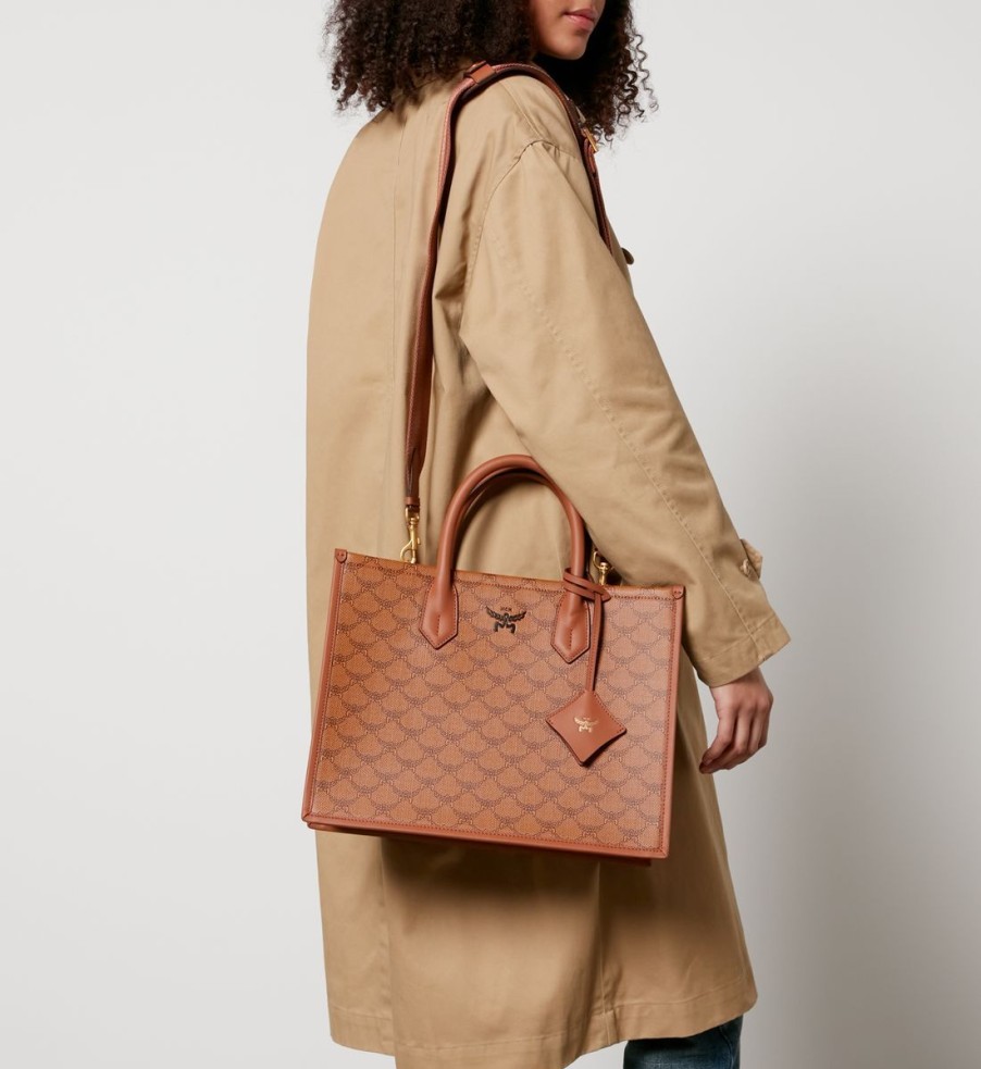 Women MCM Bags | Mcm Lauretos Coated-Canvas And Leather Tote Bag