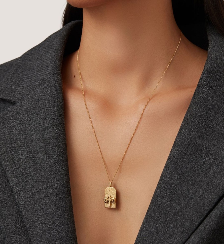 Women Jenny Bird Jewellery | Jenny Bird Gold-Plated Zodiac Aries Necklace