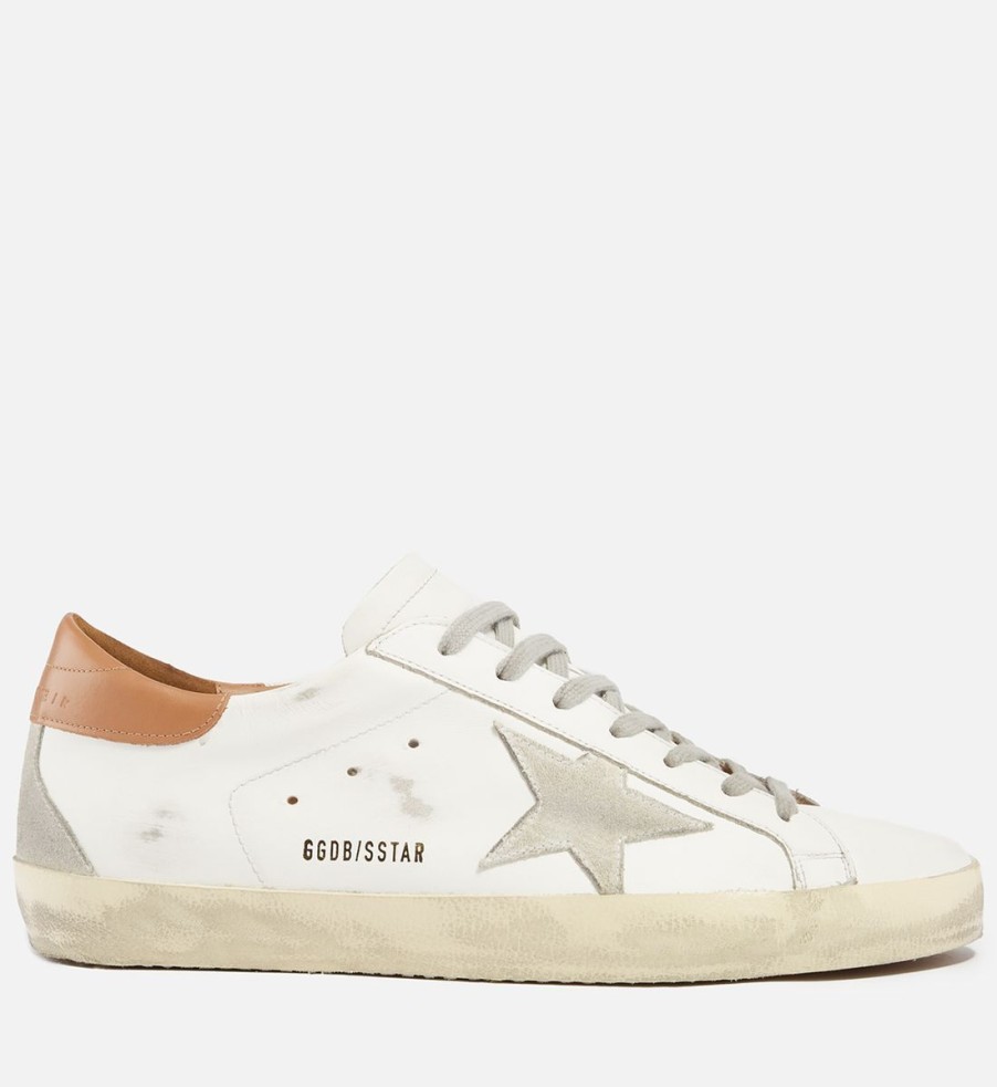 Men Golden Goose Trainers | Golden Goose Men'S Superstar Leather Trainers - White/Ice/Light Brown