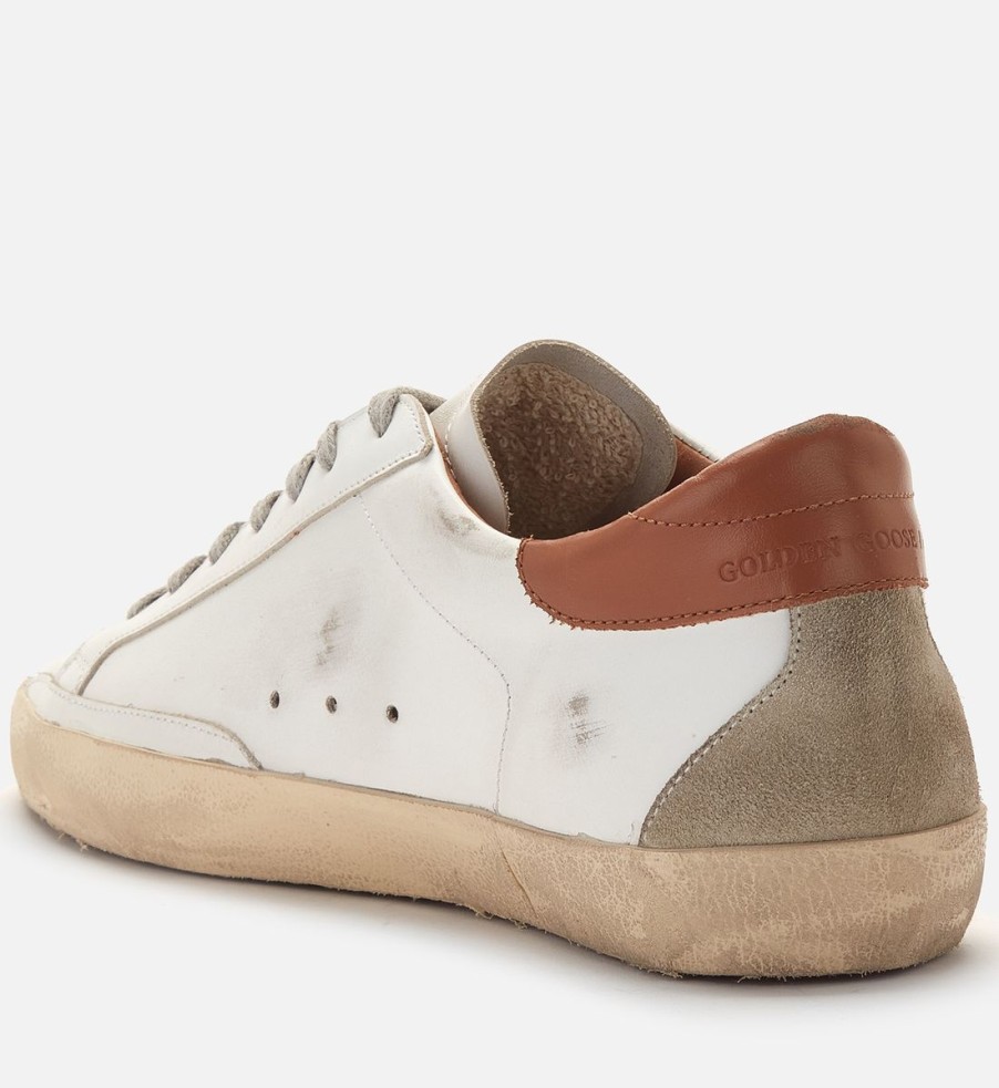 Men Golden Goose Trainers | Golden Goose Men'S Superstar Leather Trainers - White/Ice/Light Brown