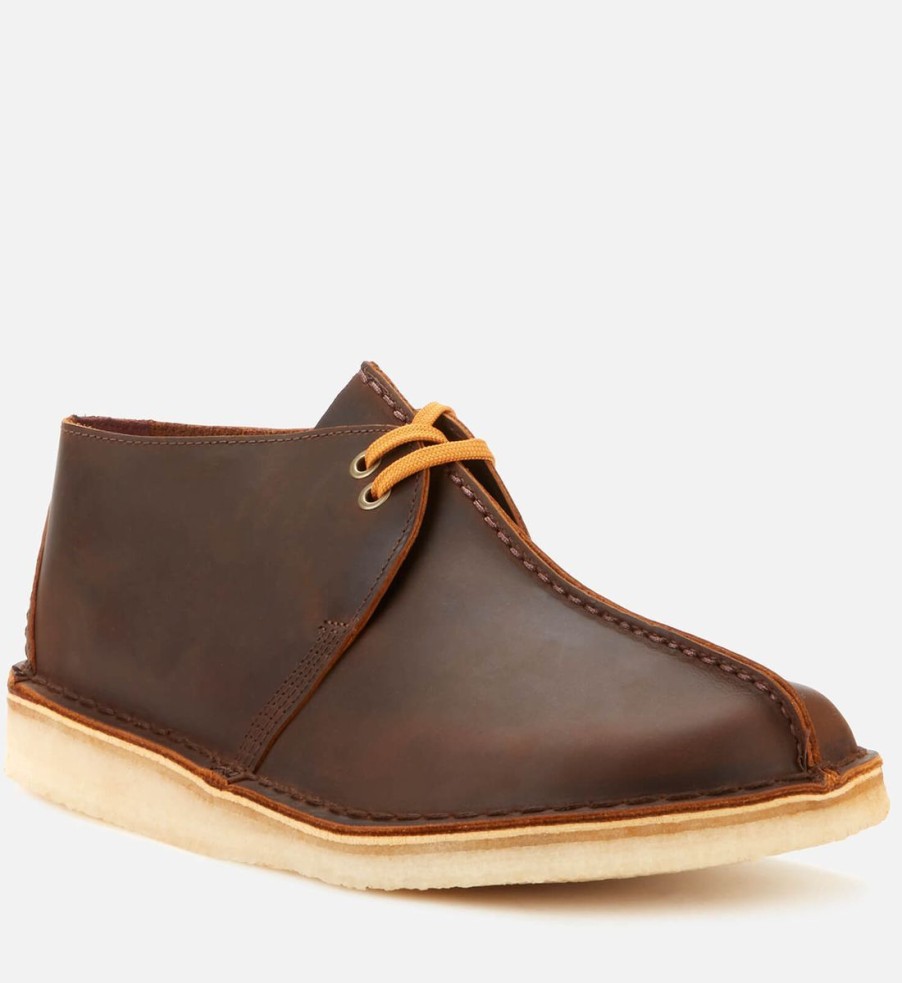 Men Clarks Originals Shoes | Clarks Originals Men'S Desert Trek Leather Shoes - Beeswax