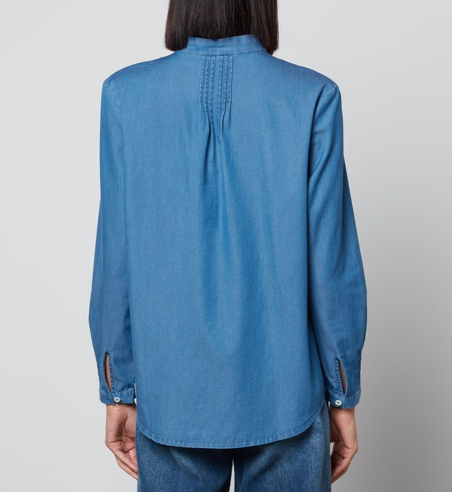 Women A.P.C. Shirts And Blouses | A.P.C. Garance Pintucked Chambray Blouse