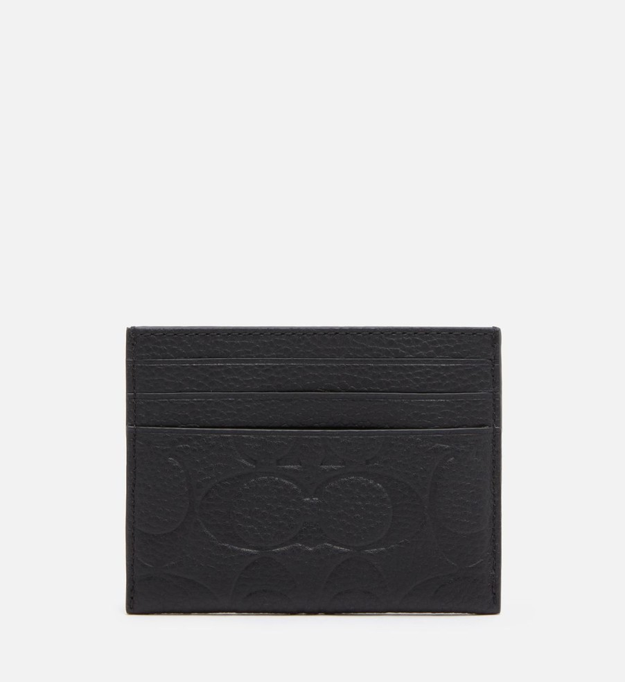 Men Coach Wallets | Coach Men'S Flat Card Case - Black