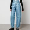 Women GANNI Jeans | Ganni Stary Metallic Organic Denim Tapered Jeans