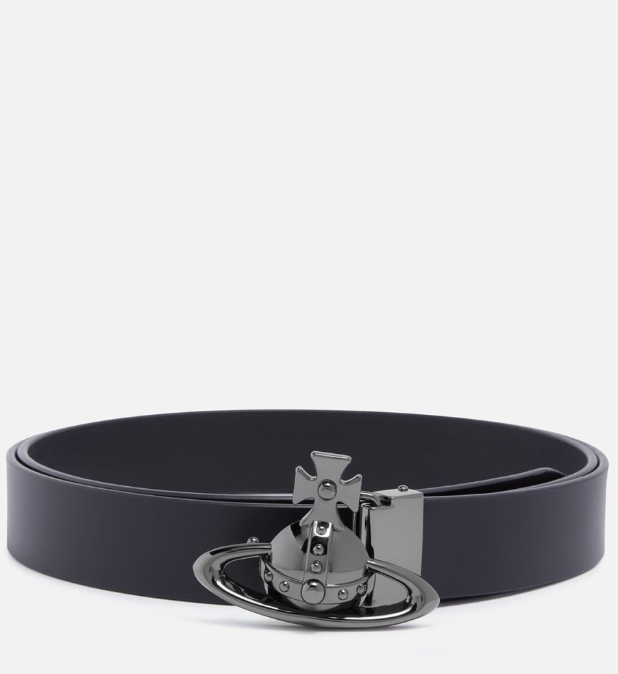 Men Vivienne Westwood Belts | Vivienne Westwood Orb Buckle Leather Belt