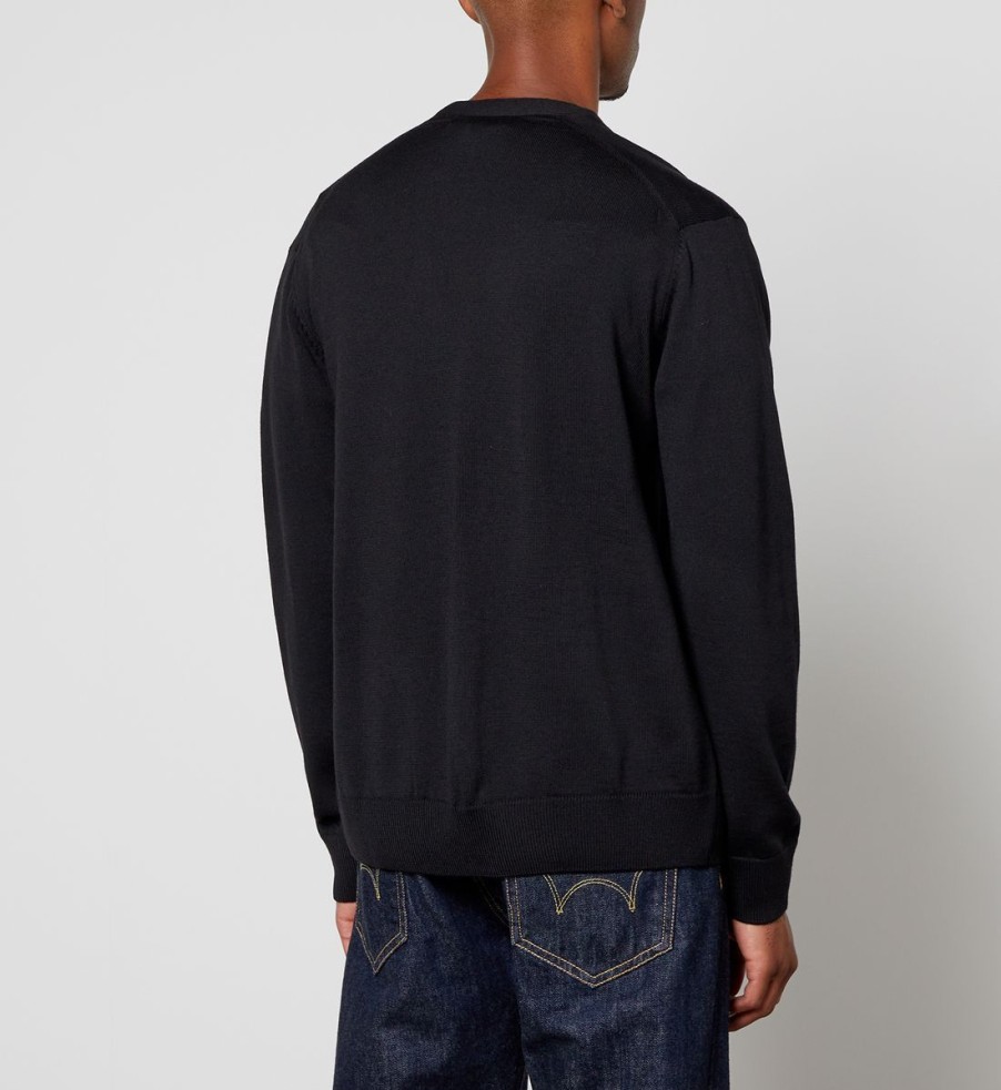 Men Maison Kitsuné Cardigans | Maison Kitsune Tricolour Fox Patch Classic Cardigan - Black