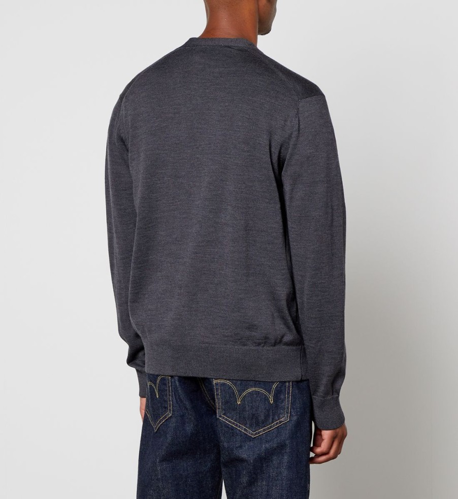 Men Maison Kitsuné Cardigans | Maison Kitsune Men'S Fox Head Patch Classic Cardigan - Anthracite Melange