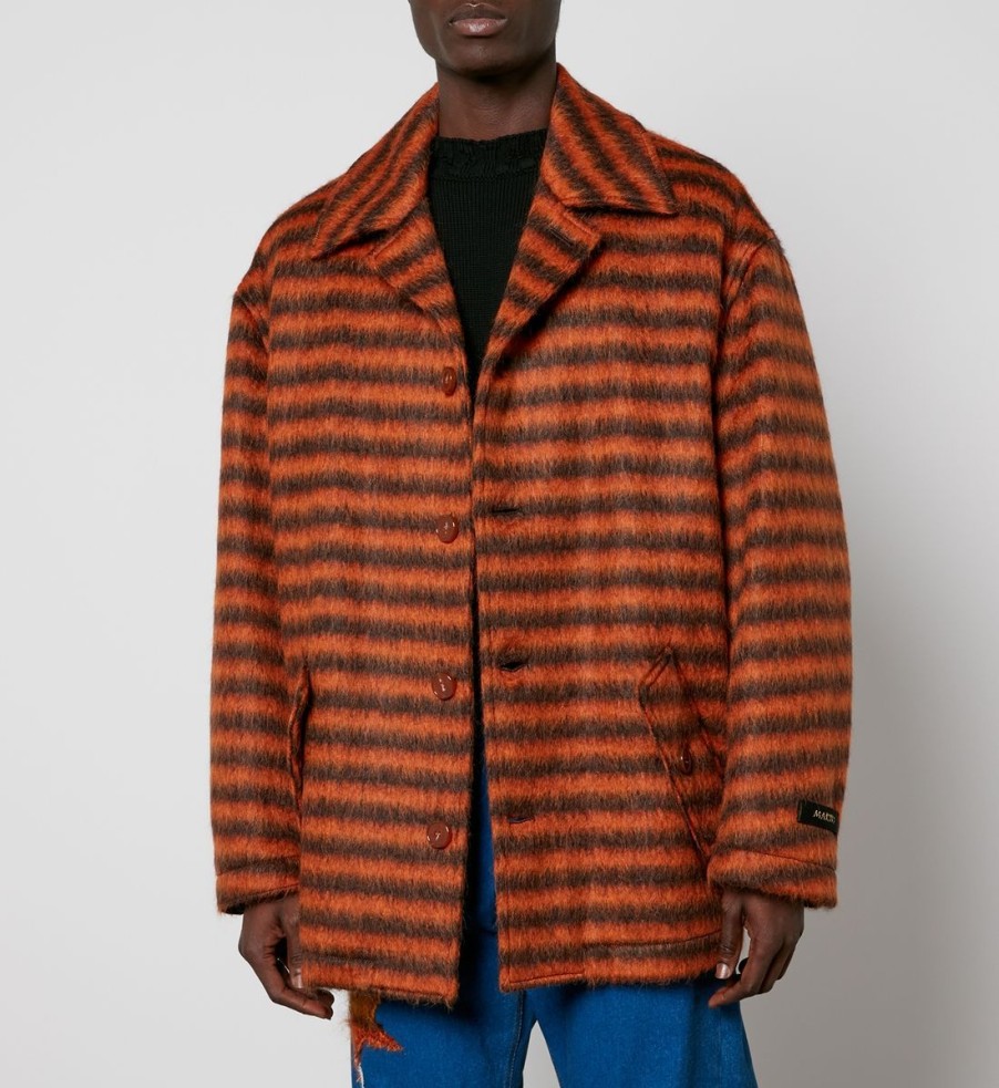 Men Marni Jackets | Marni Striped Brushed-Knit Coat