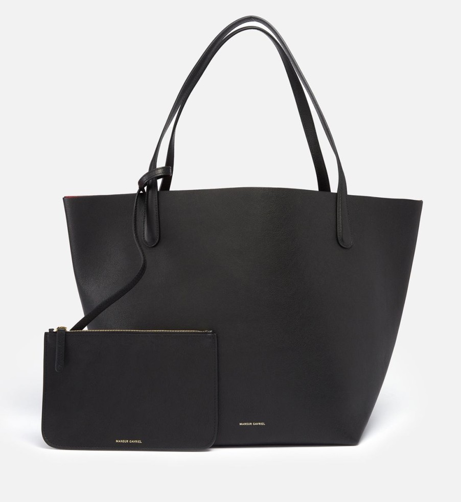 Women Mansur Gavriel Bags | Mansur Gavriel Women'S Everyday Soft Tote Bag - Black/Flamma