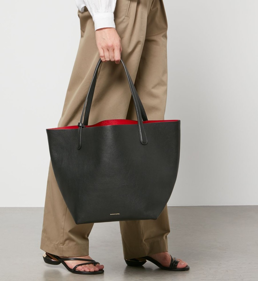 Women Mansur Gavriel Bags | Mansur Gavriel Women'S Everyday Soft Tote Bag - Black/Flamma