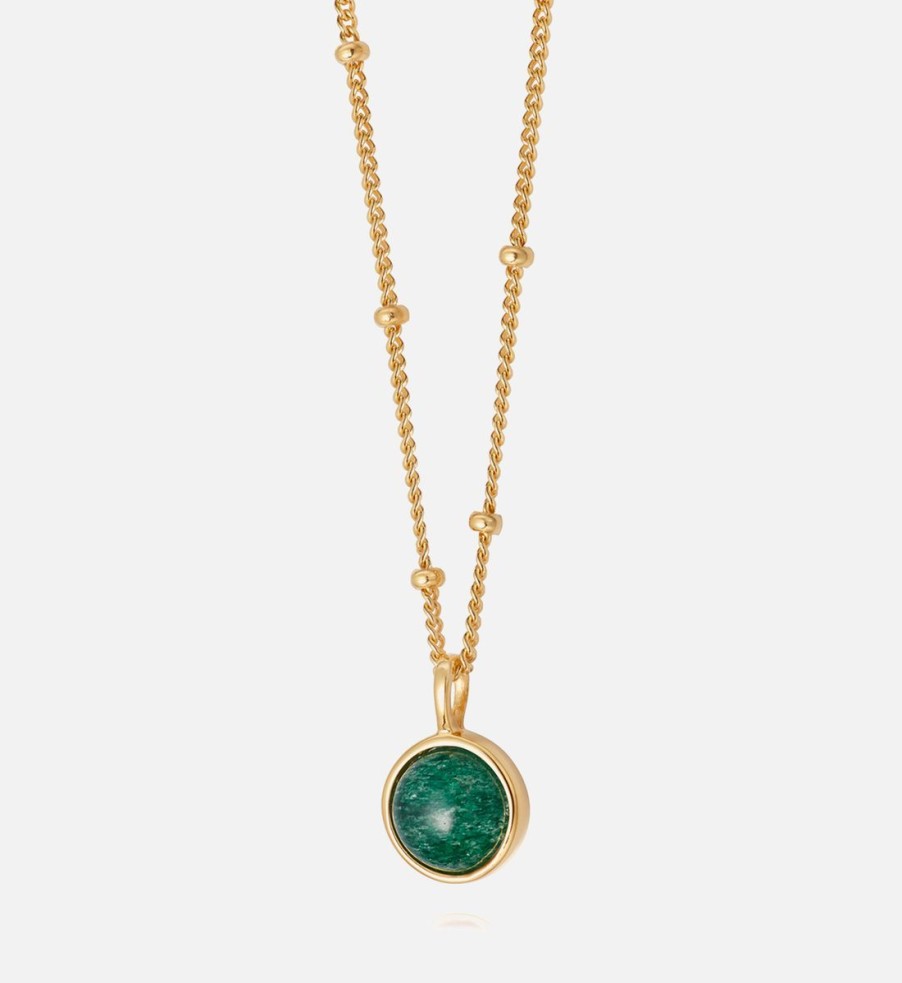 Women Daisy London Jewellery | Daisy London Aventurine 18-Karat Gold-Plated Sterling Silver Necklace