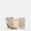 Women Coach Purses | Coach Small Jacquard And Leather Wristlet Purse