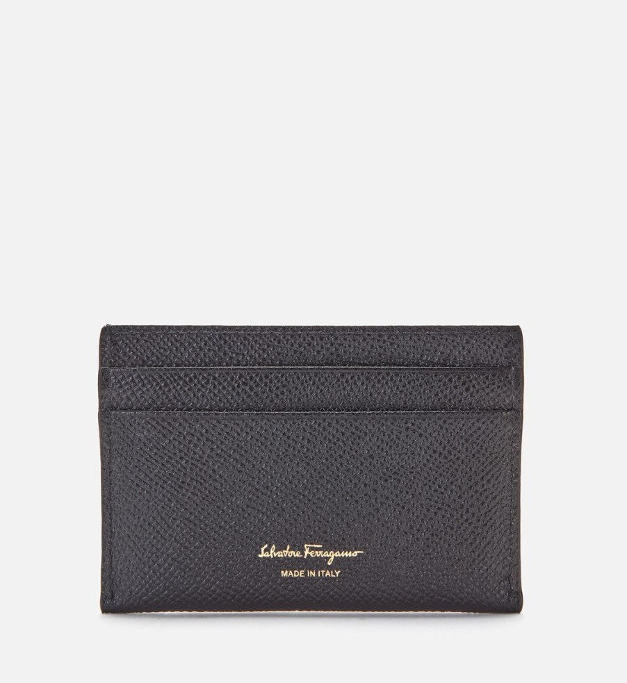 Women Ferragamo Purses | Ferragamo Women'S The Gancini Credit Card Holder - Nero