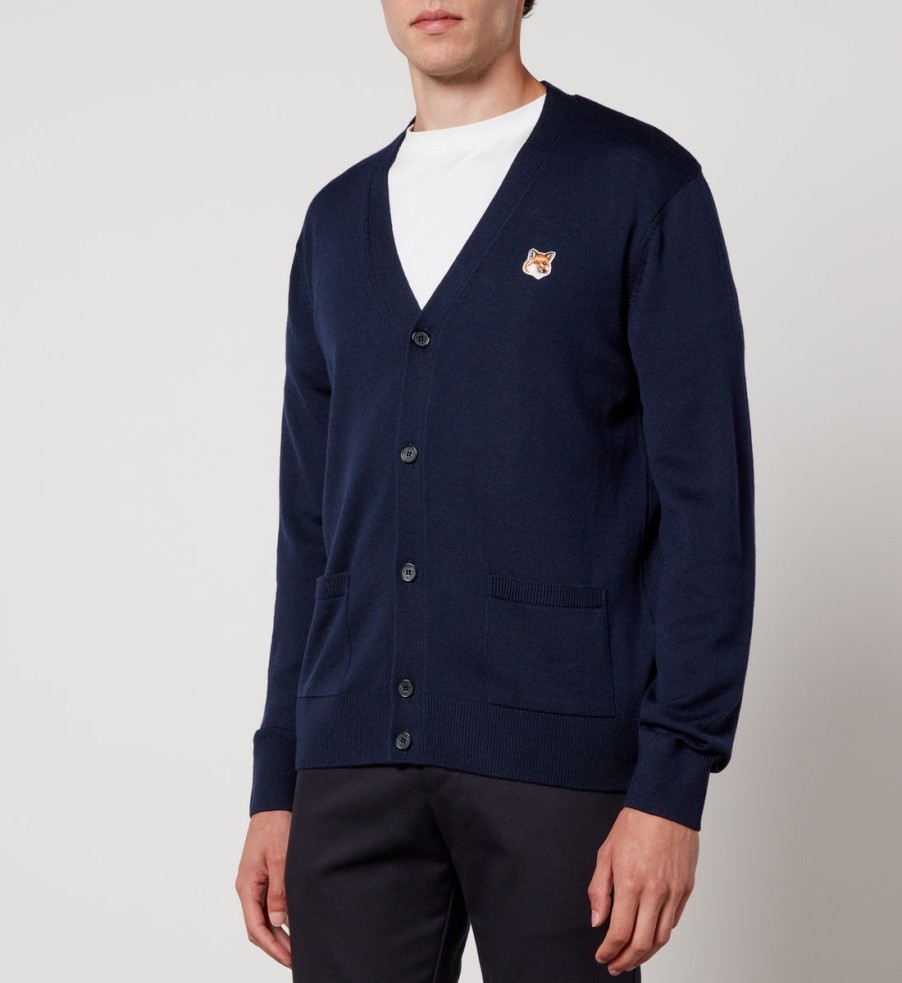 Men Maison Kitsuné Cardigans | Maison Kitsune Fox Head Wool Cardigan