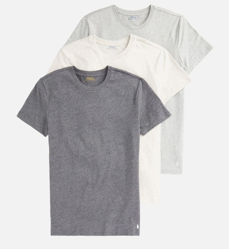 Men Polo Ralph Lauren T-Shirts | Polo Ralph Lauren Men'S 3 Pack Crewneck T-Shirts - Andover Heather/Lt Sp Grey/Charcoal Grey