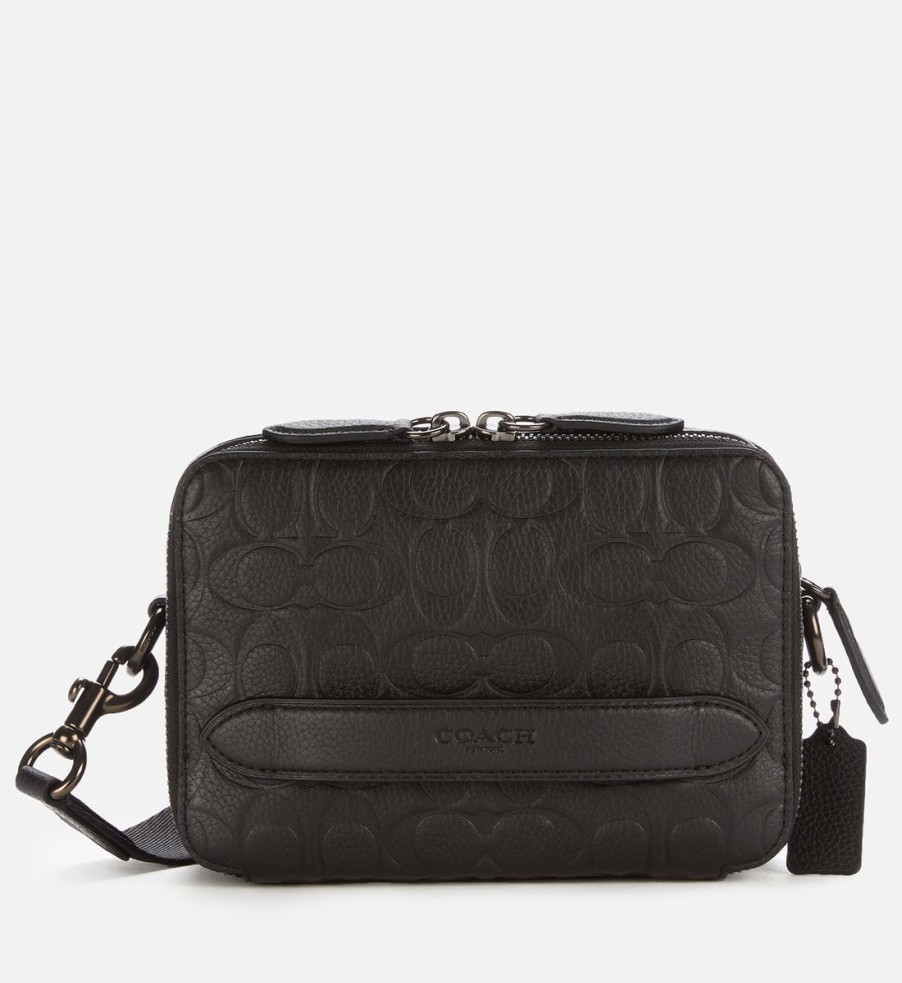 Men Coach Bags | Coach Men'S Charter Signature Leather Crossbody Bag - Black