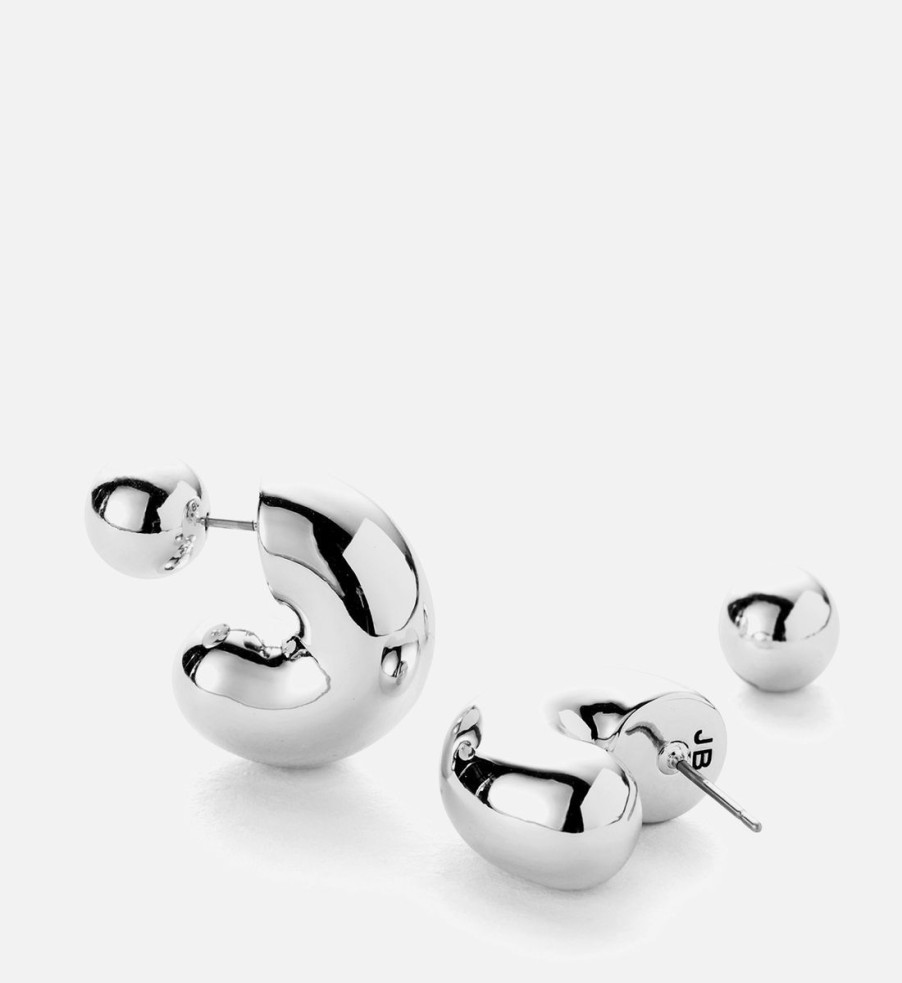 Women Jenny Bird Jewellery | Jenny Bird Tome Silver-Plated Medium Hoop Earrings