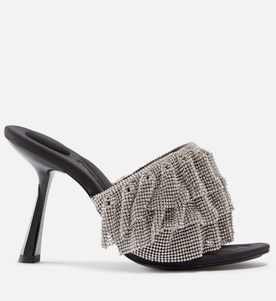 Women Alexander Wang Heels | Alexander Wang Nala 105 Crystal-Embellished Nylon Heeled Mules