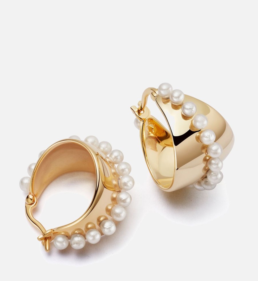 Women Daisy London Jewellery | Daisy London X Shrimps Midi Pearl 18-Karat Gold-Plated Sterling Silver Earrings