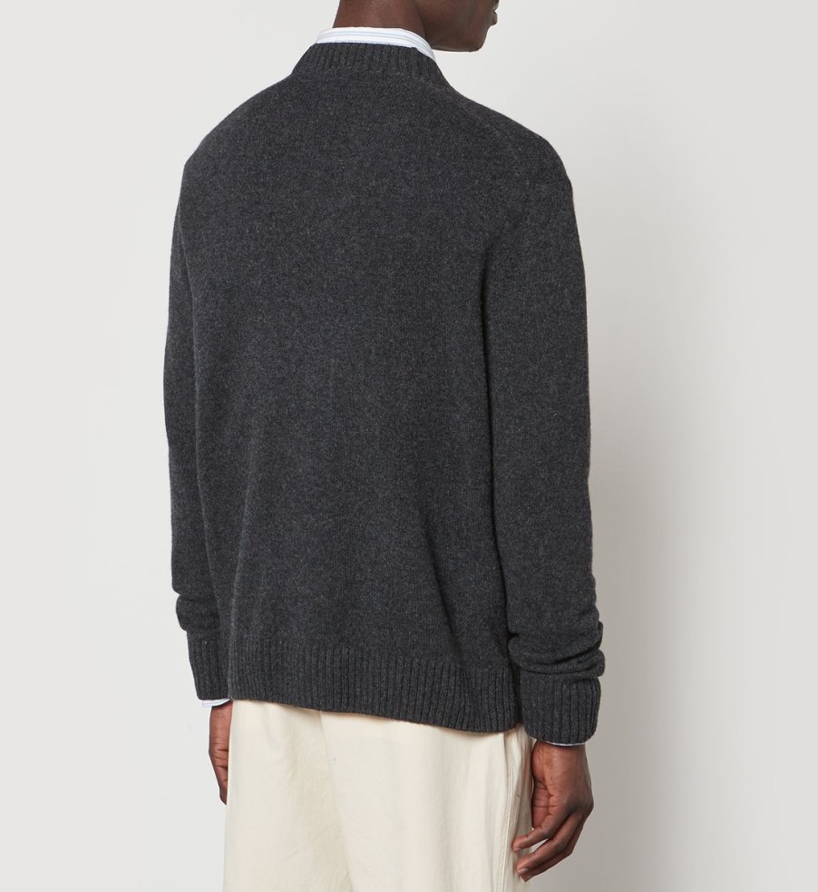 Men Maison Kitsuné Cardigans | Maison Kitsune Baby Fox Patch Cosy Cardigan - Dark Grey