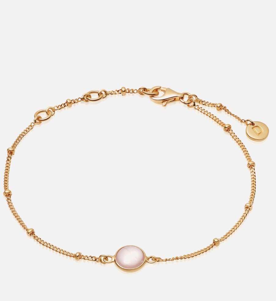 Women Daisy London Jewellery | Daisy London Rose Quartz 18-Karat Gold-Plated Sterling Silver Bracelet