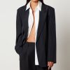 Women Alexander Wang Jackets | Alexander Wang Drapey Crepe Oversized Blazer With Cotton-Poplin Shirt